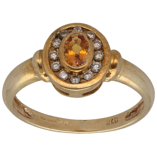 9ct Gold Sapphire & 0.12ct Diamond Dress/Cocktail Ring Size L