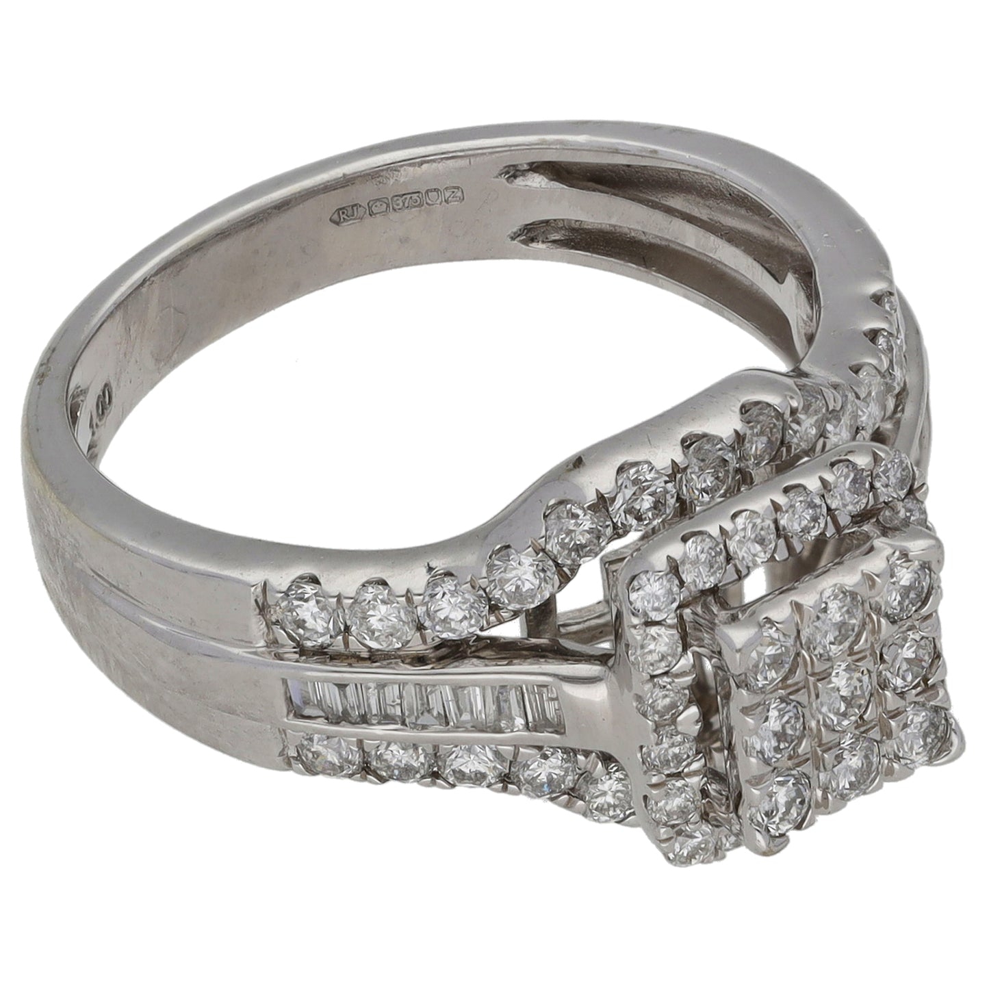 9ct White Gold 1.00ct Diamond Dress/Cocktail Ring Size O