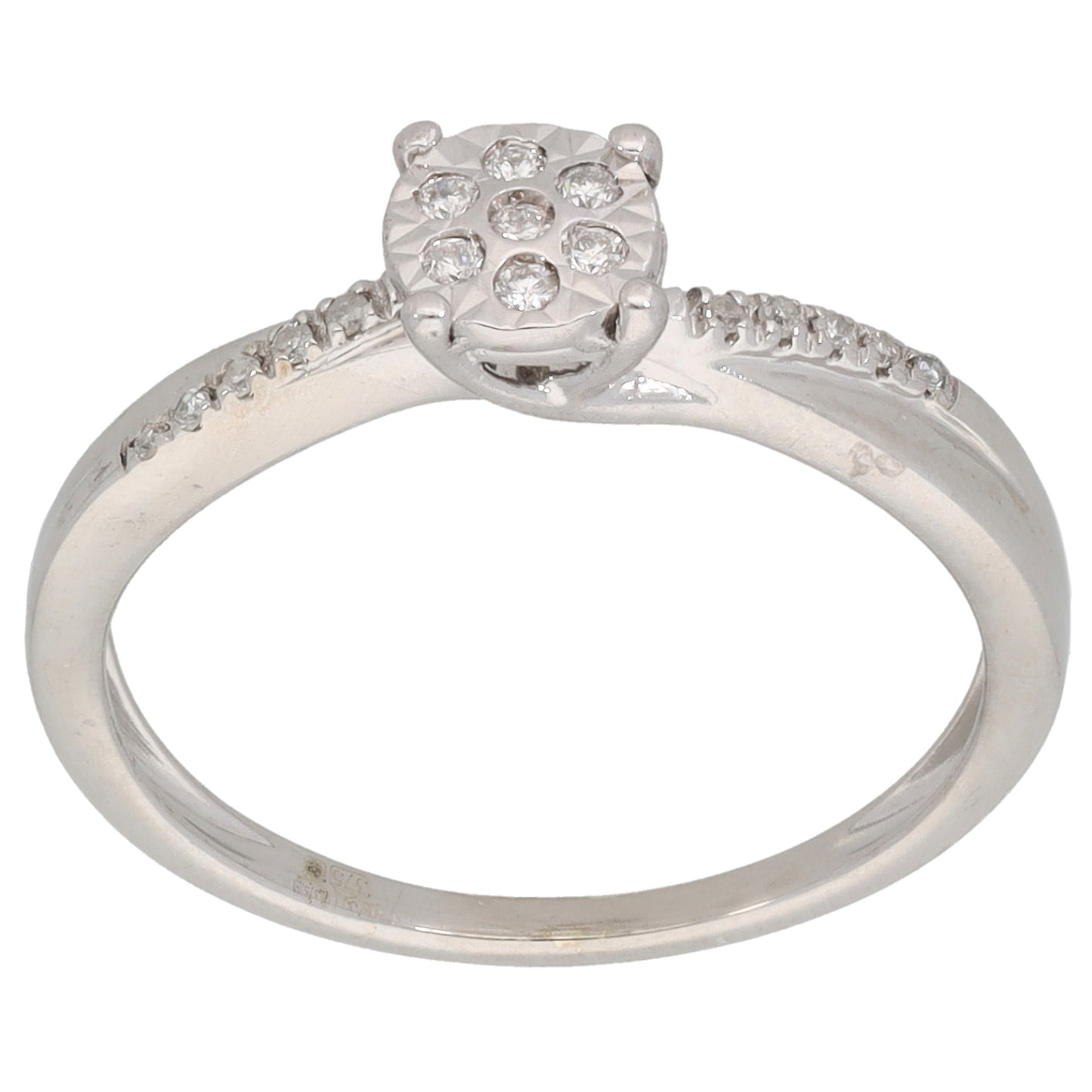 9ct White Gold 0.10ct Diamond Cluster Ring Size M