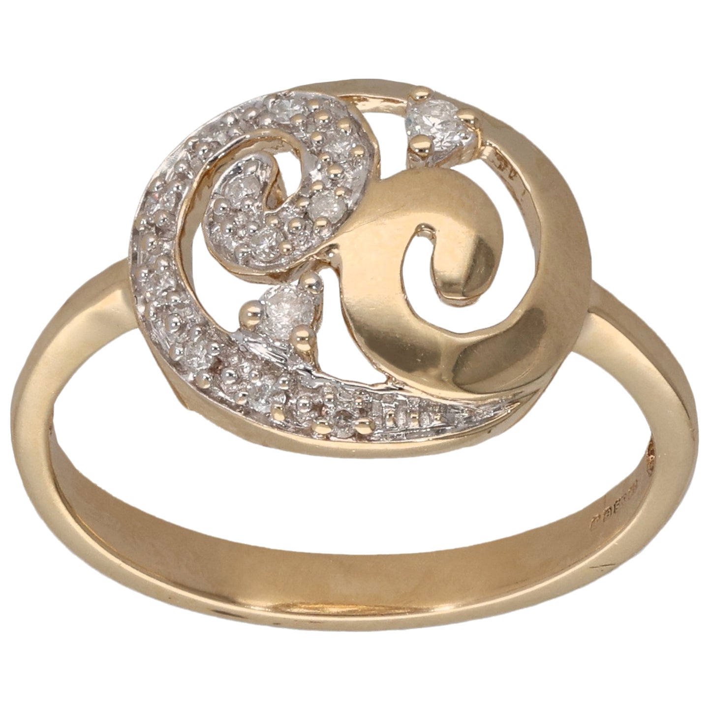 9ct Gold 0.075ct Diamond Dress/Cocktail Ring Size N