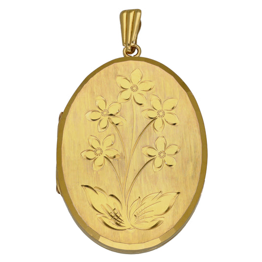 9ct Gold Patterned Locket Pendant