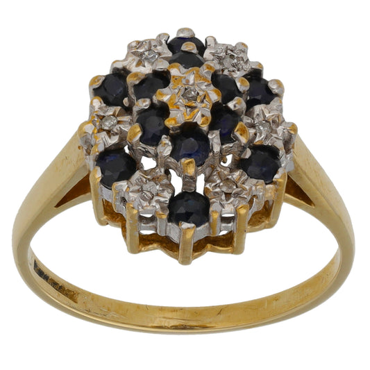 9ct Gold 0.035ct Diamond & Sapphire Dress/Cocktail Ring Size N