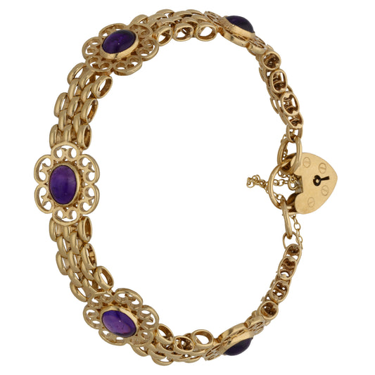 9ct Gold Amethyst Fancy Bracelet