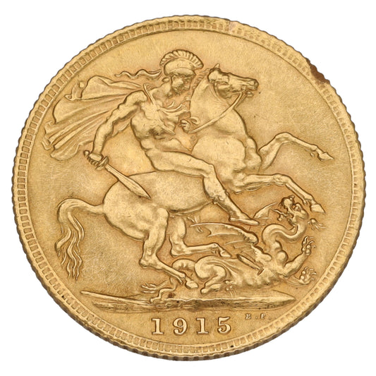 22ct Gold King George V Full Sovereign Coin 1915