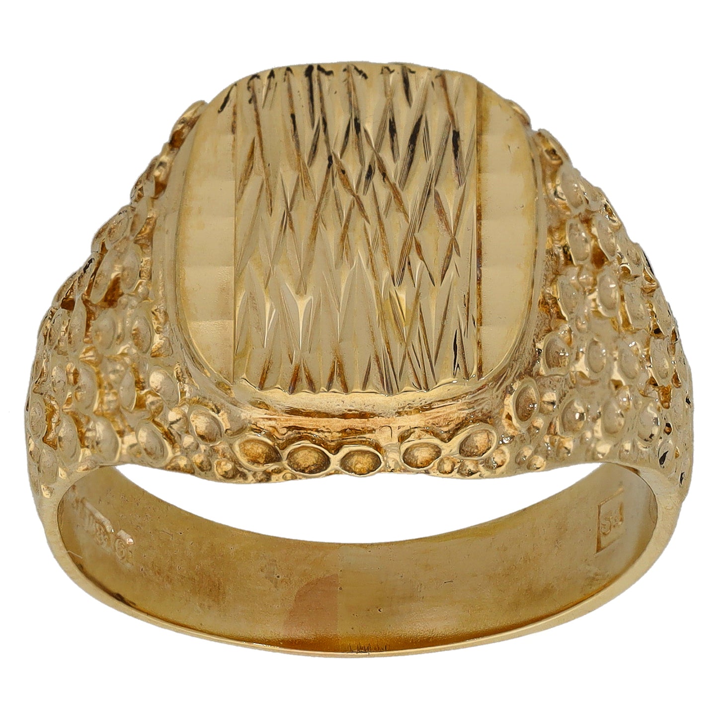 9ct Gold Patterned Signet Ring Size U
