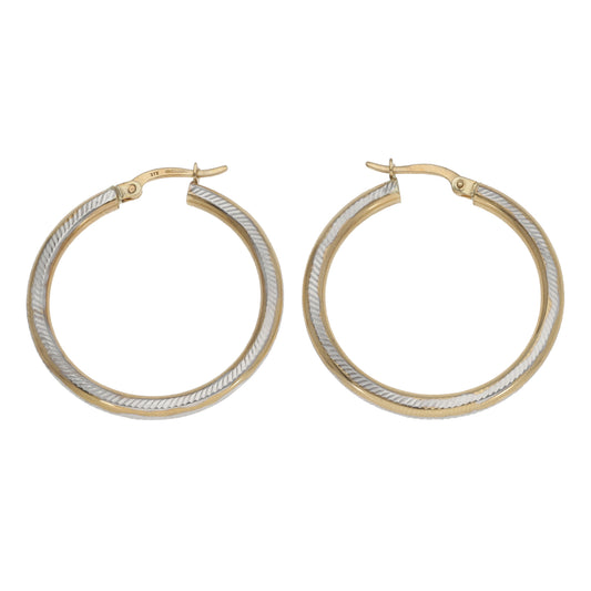 9ct Bicolour Gold Hoop Earrings