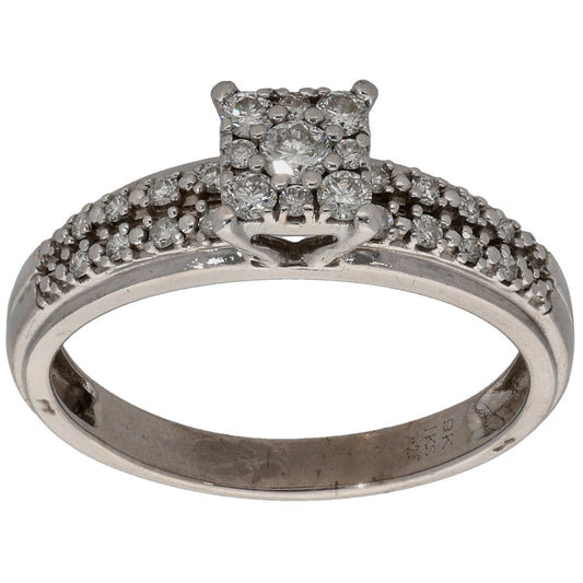 9ct White Gold 0.25ct Diamond Dress/Cocktail Ring Size L