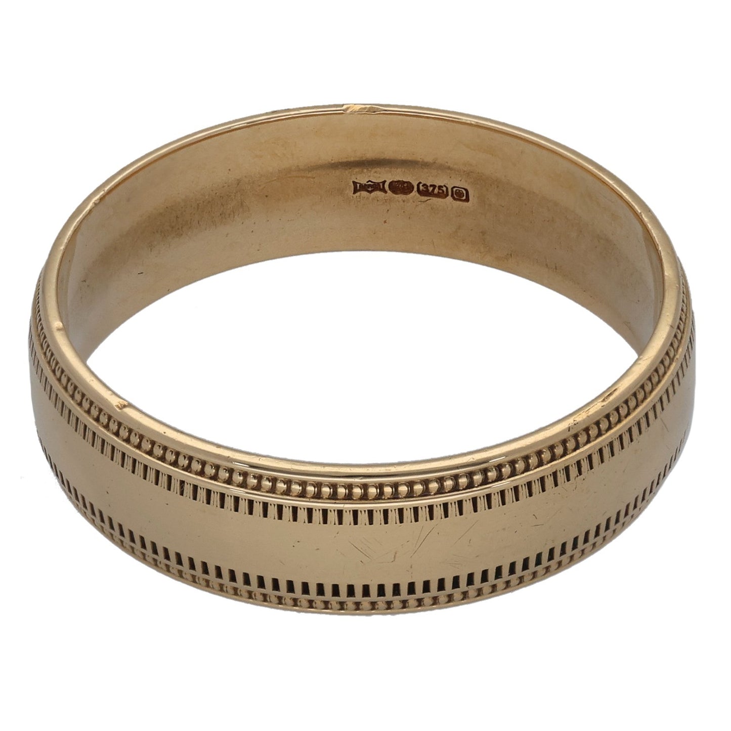 9ct Gold Patterned Wedding Ring Size U