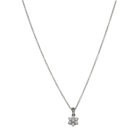 18ct White Gold 0.50ct Diamond Cluster Pendant With Chain