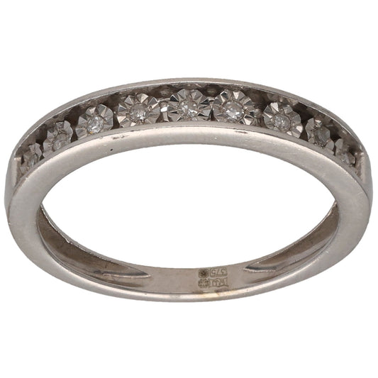 9ct White Gold 0.09ct Diamond Half Eternity Ring Size K