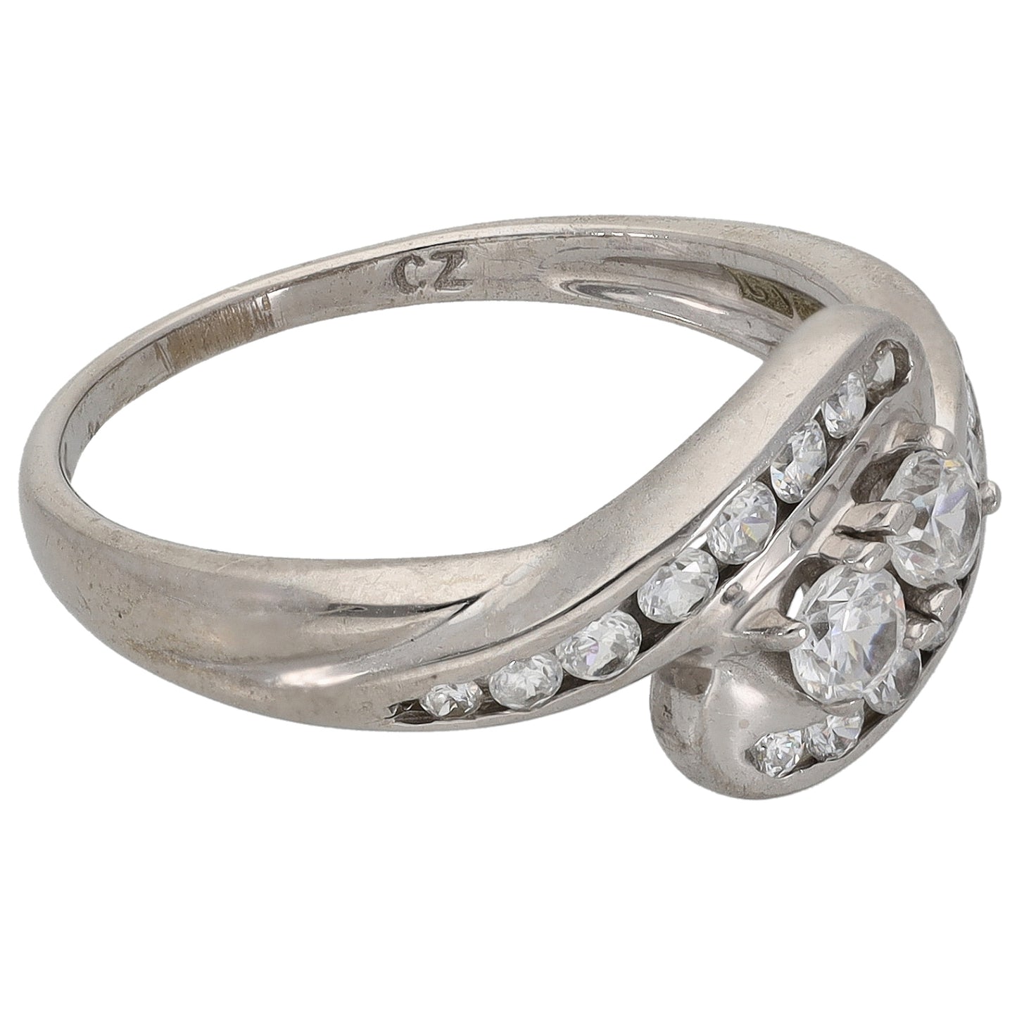 9ct White Gold Cubic Zirconia Dress/Cocktail Ring Size O