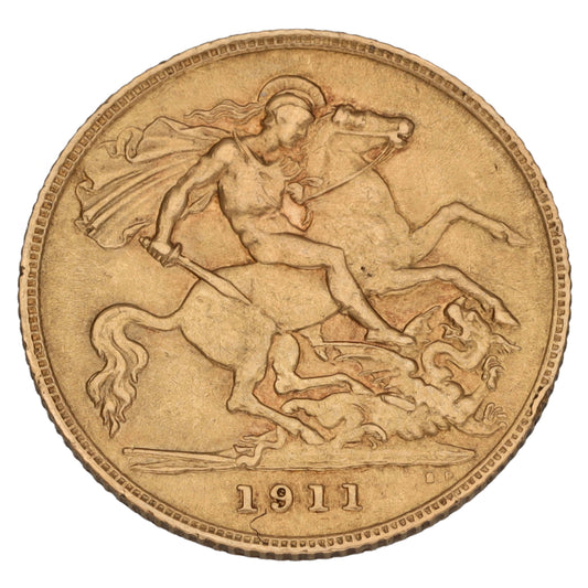 22ct Gold King George V Half Sovereign Coin 1911