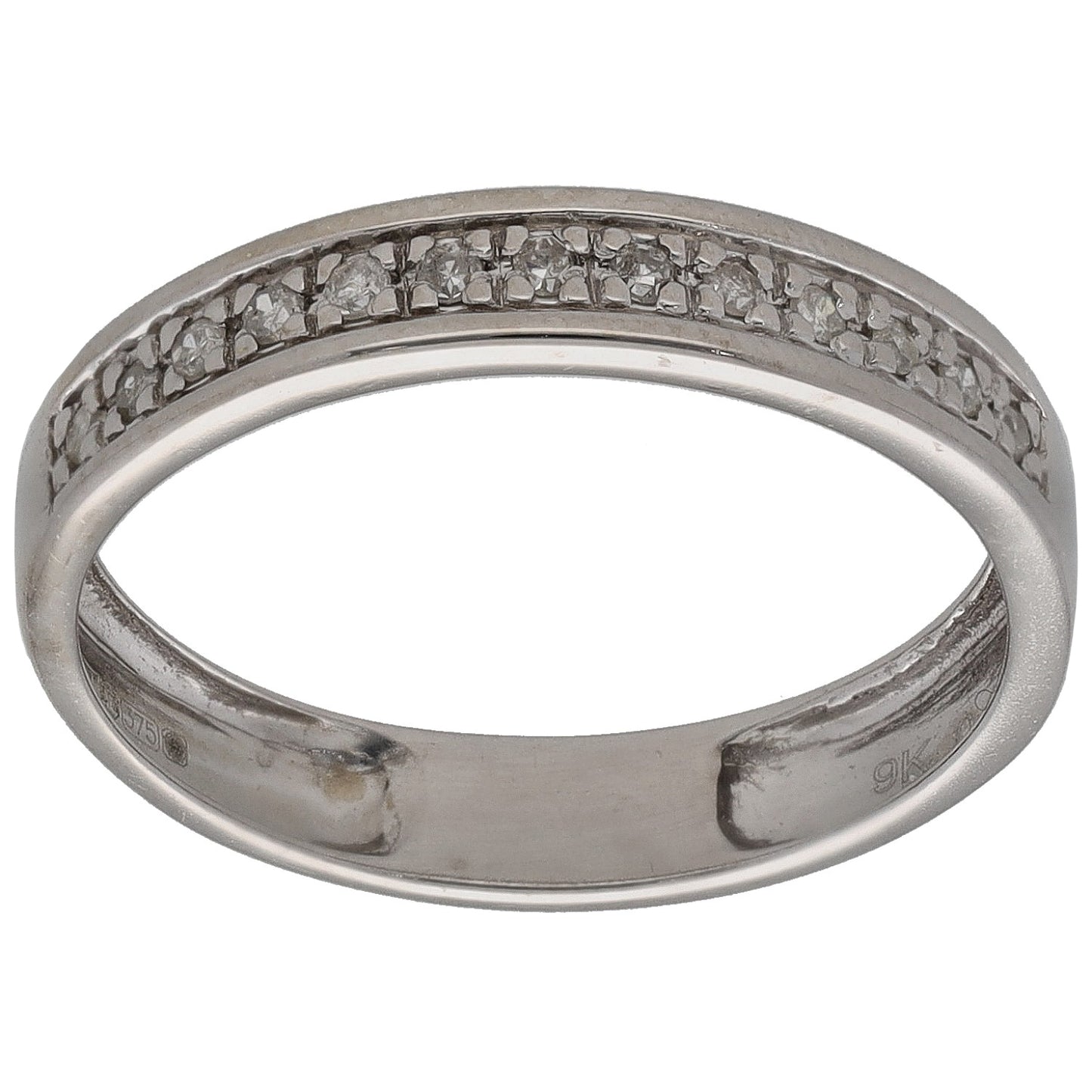 9ct White Gold 0.10ct Diamond Half Eternity Ring Size L