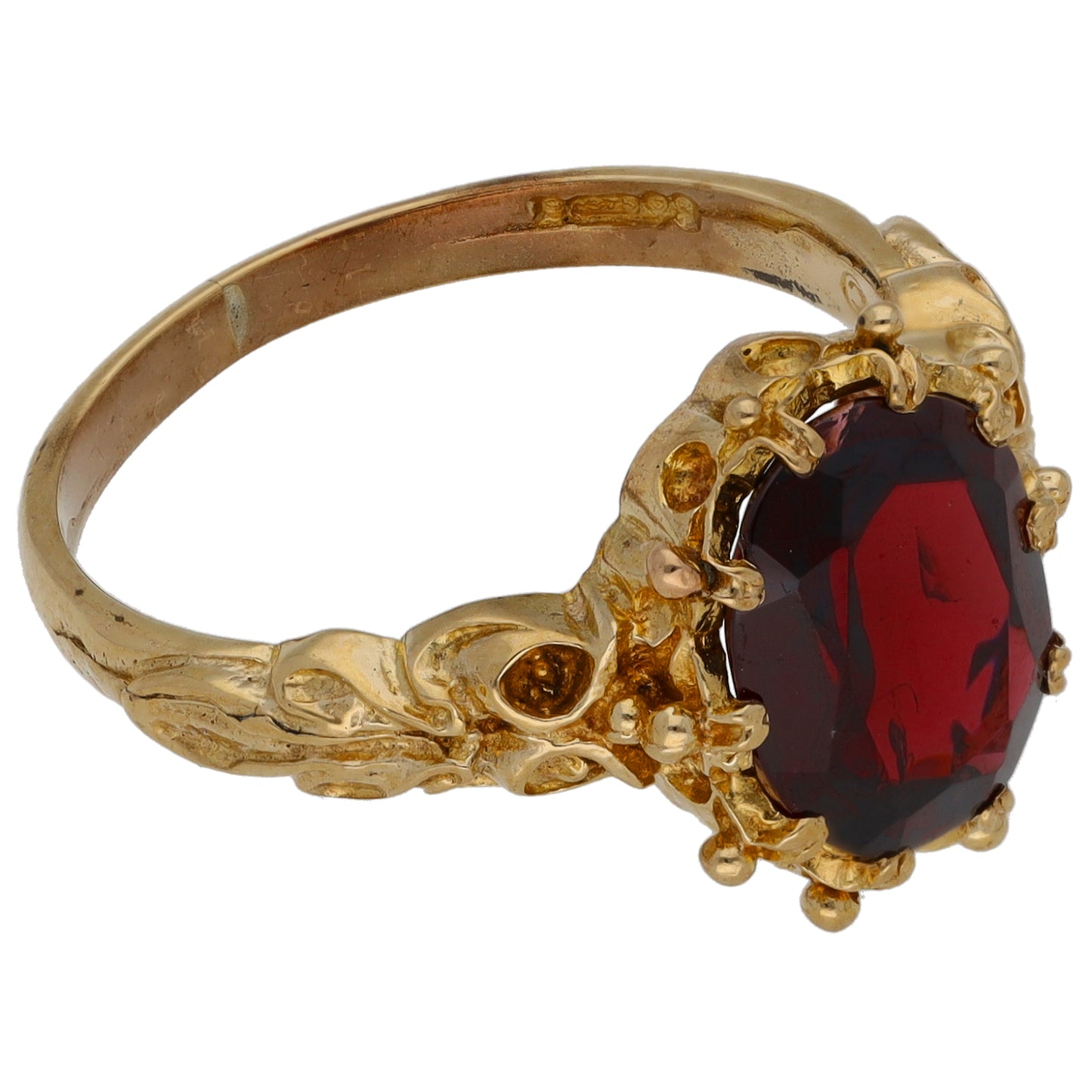9ct Gold Garnet Single Stone Ring Size N