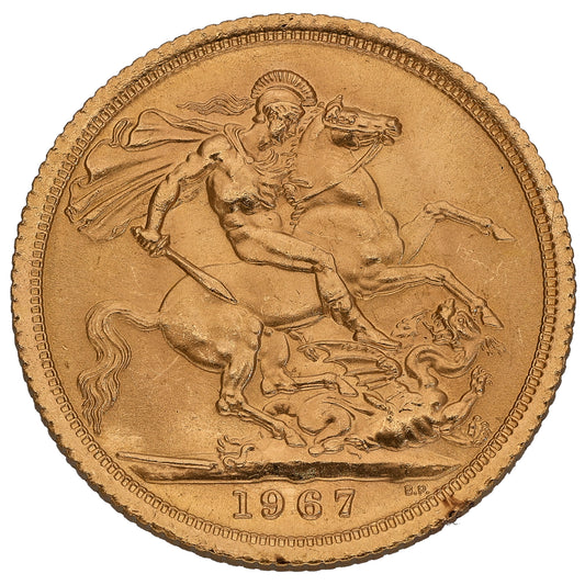 22ct Gold Queen Elizabeth II Full Sovereign Coin 1967