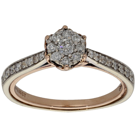 9ct Bi-Colour Gold 0.33ct Diamond Enchanted Disney Belle Engagement Ring Size M