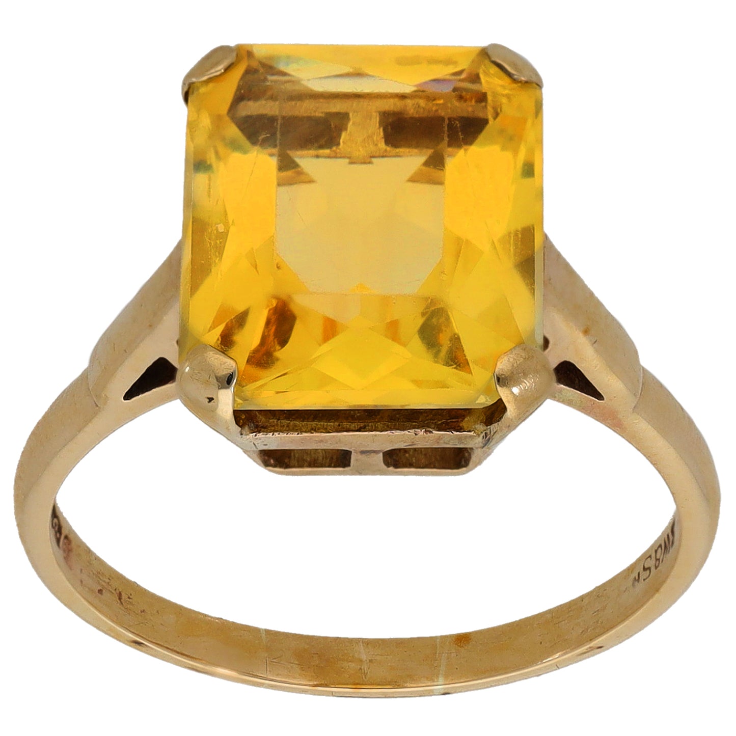 9ct Gold Citrine Single Stone Ring Size P