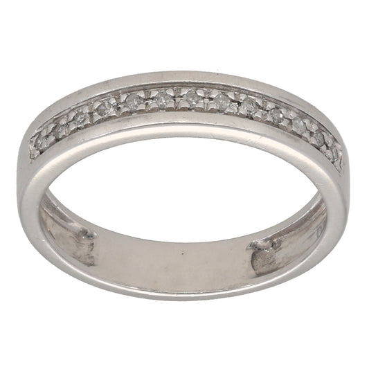 9ct White Gold 0.10ct Diamond Half Eternity Ring Size K