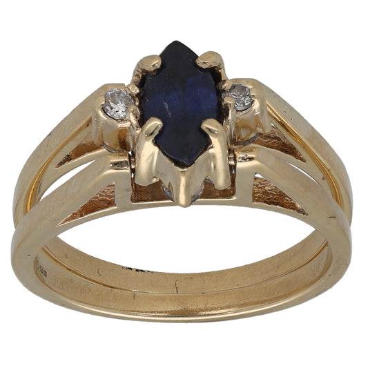 9ct Gold Sapphire & Cubic Zirconia Dress/Cocktail Ring Size L