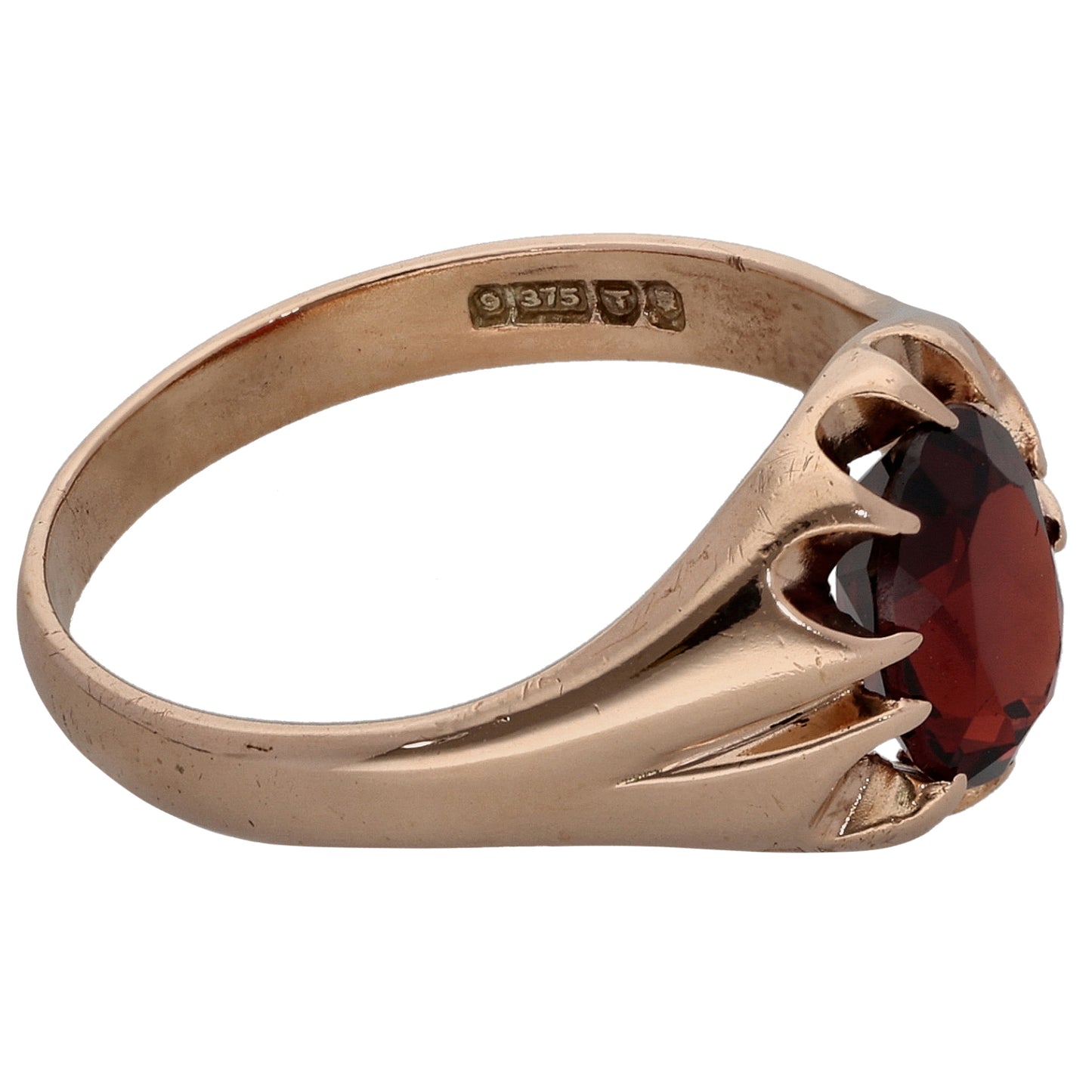 9ct Gold Garnet Single Stone Ring Size Q