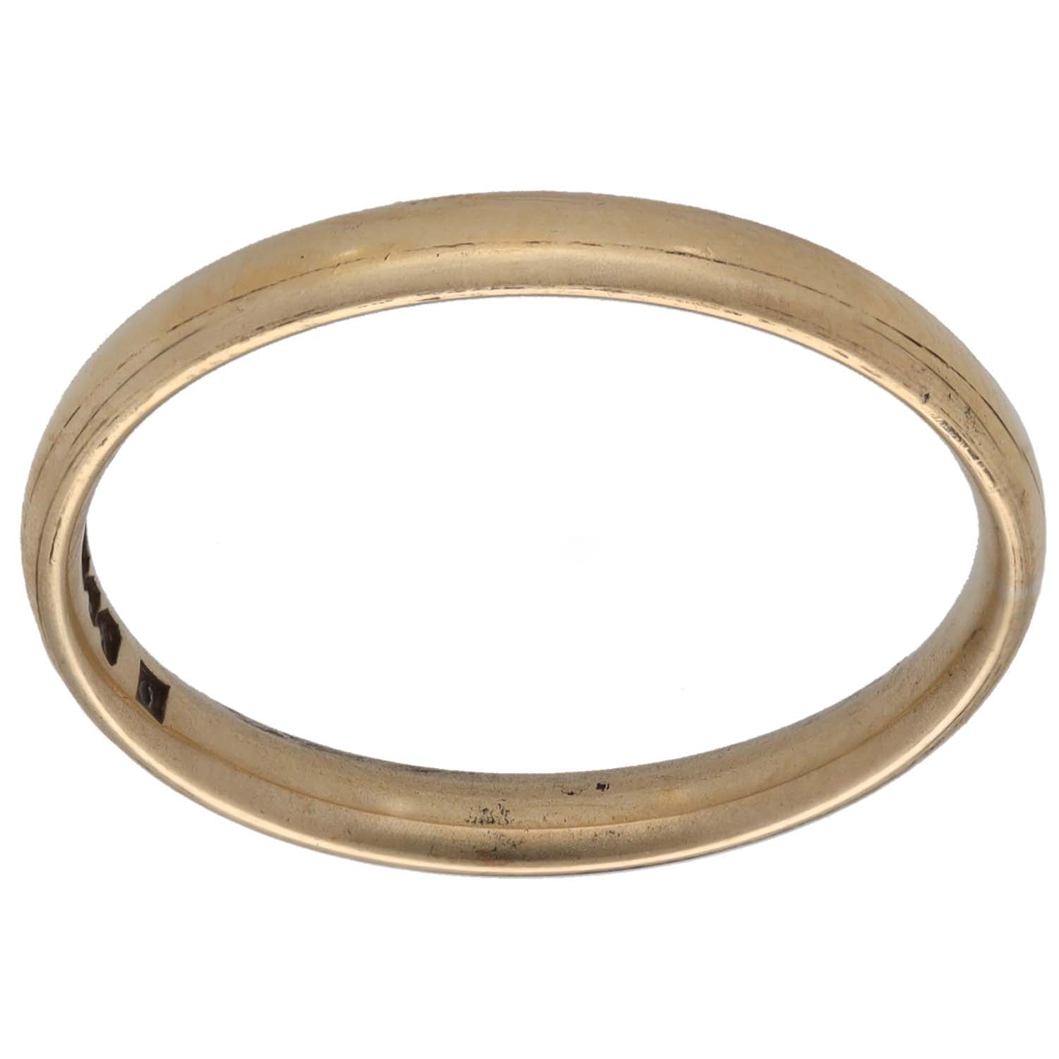 Plain 9ct gold wedding ring, smooth round band
