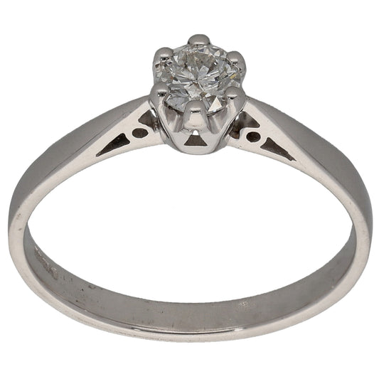 18ct White Gold 0.30ct Diamond Solitaire Ring Size L