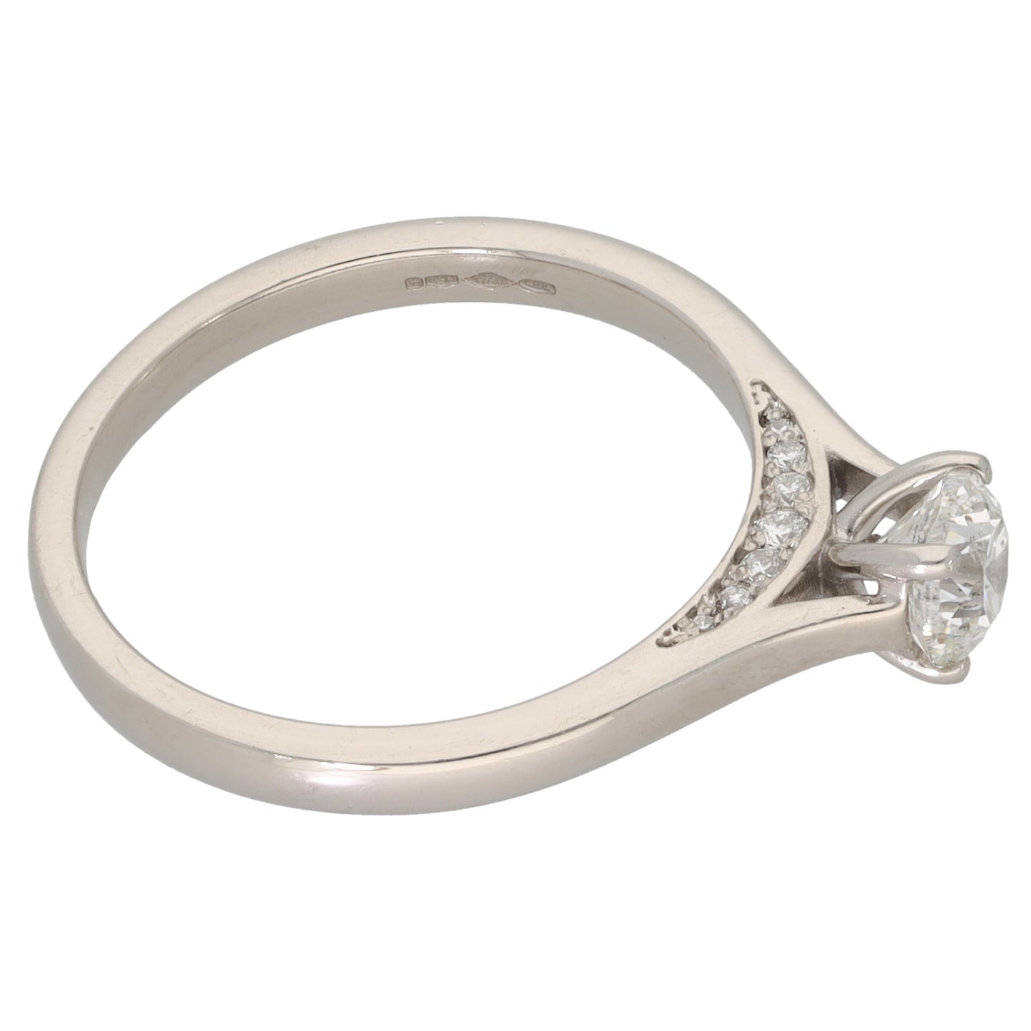 Platinum 0.69ct Diamond Solitaire Ring With Accent Stones Size Q
