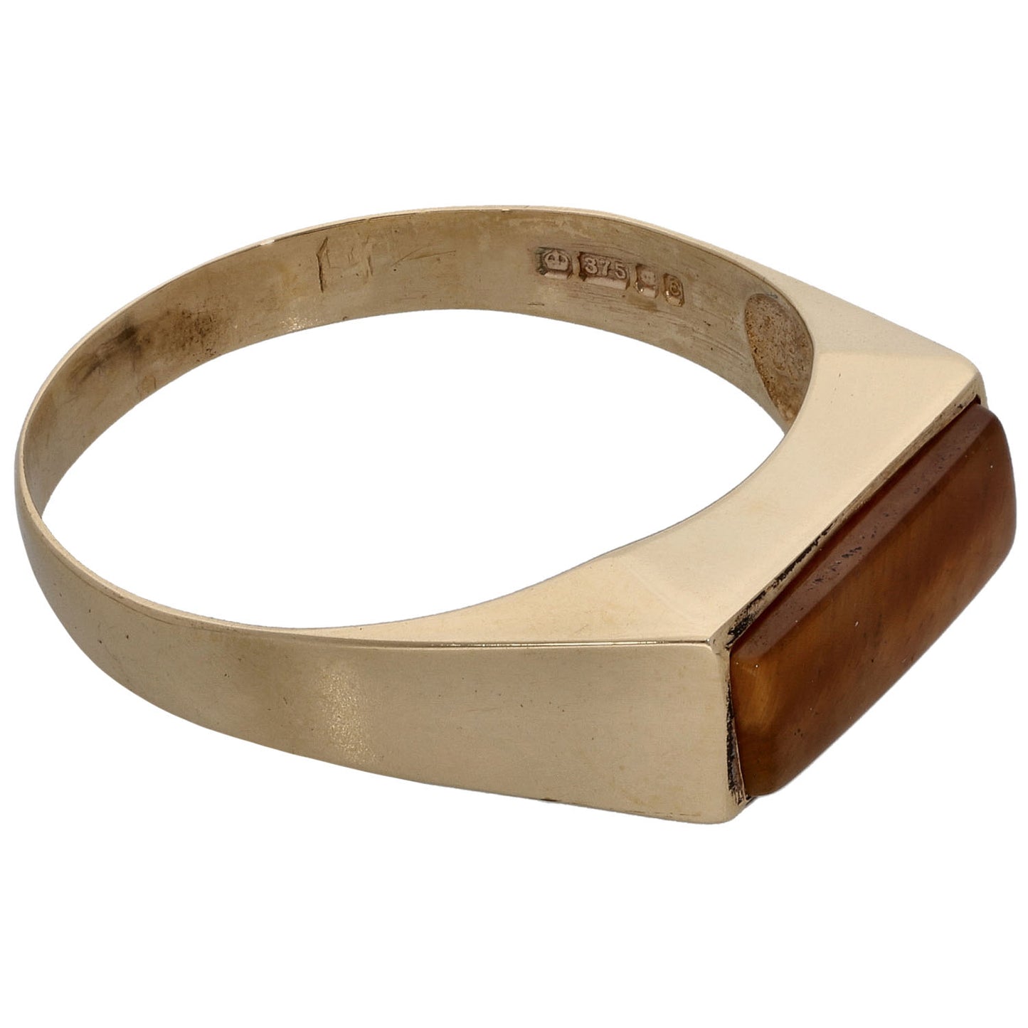 9ct Gold Tiger's Eye Single Stone Signet Ring Size X