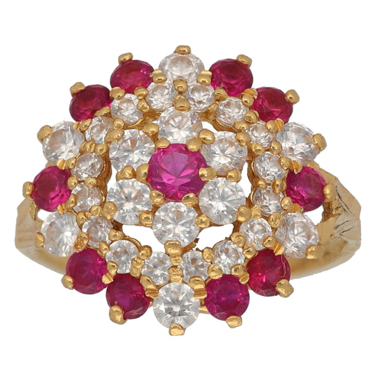 22ct Gold Imitation Gems Dress/Cocktail Ring Size L