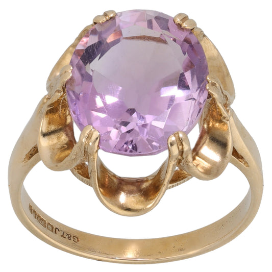 9ct Gold Amethyst Single Stone Ring Size K