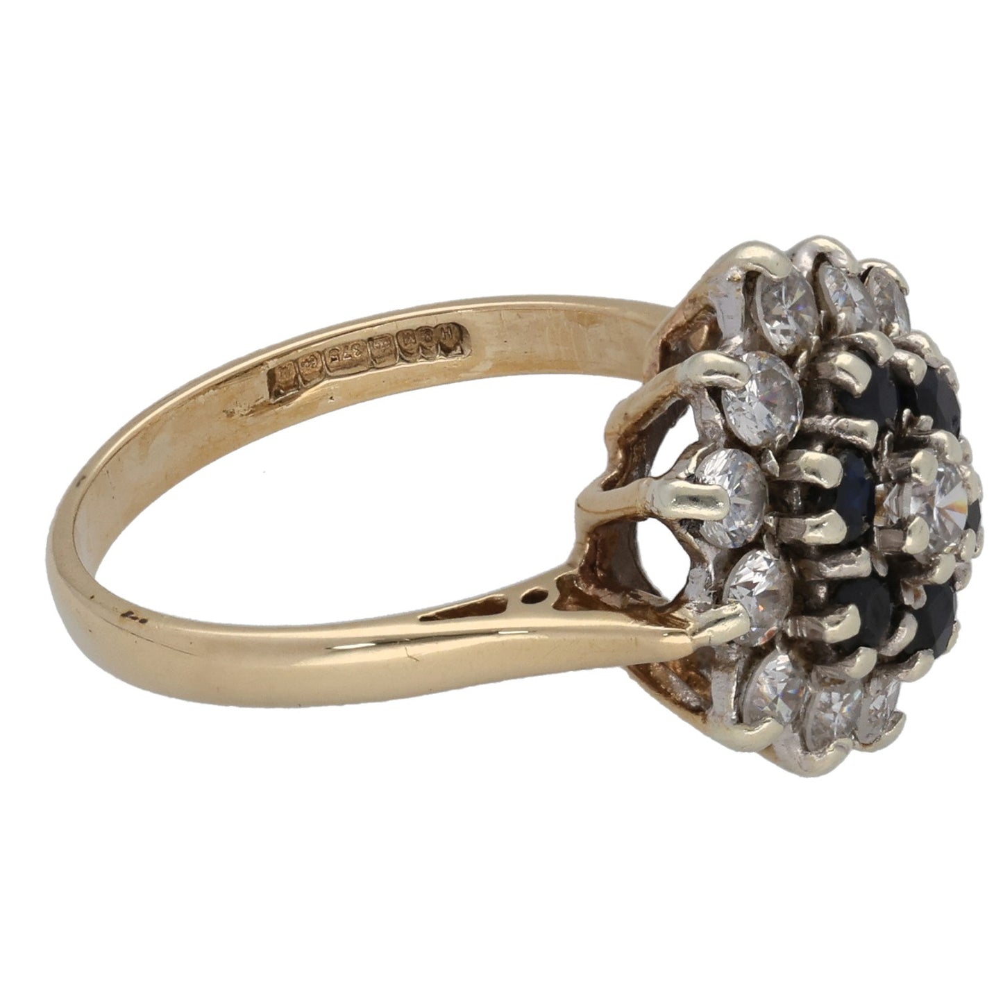 9ct Gold Sapphire & Cubic Zirconia Dress/Cocktail Ring Size M