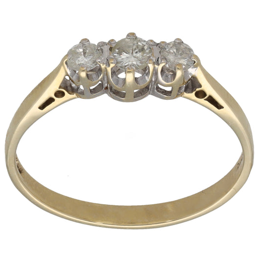 9ct Gold 0.25ct Diamond Trilogy Ring Size O