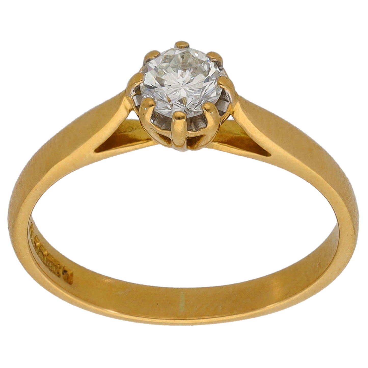 18ct Gold 0.35ct Diamond Solitaire Ring Size M