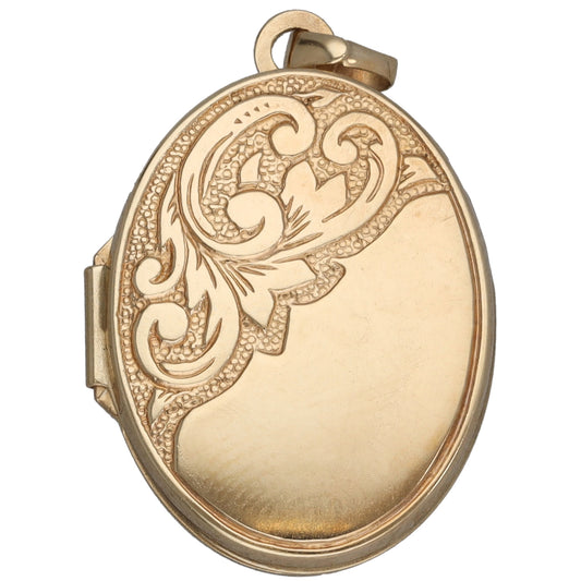 9ct Gold Patterned Locket Pendant