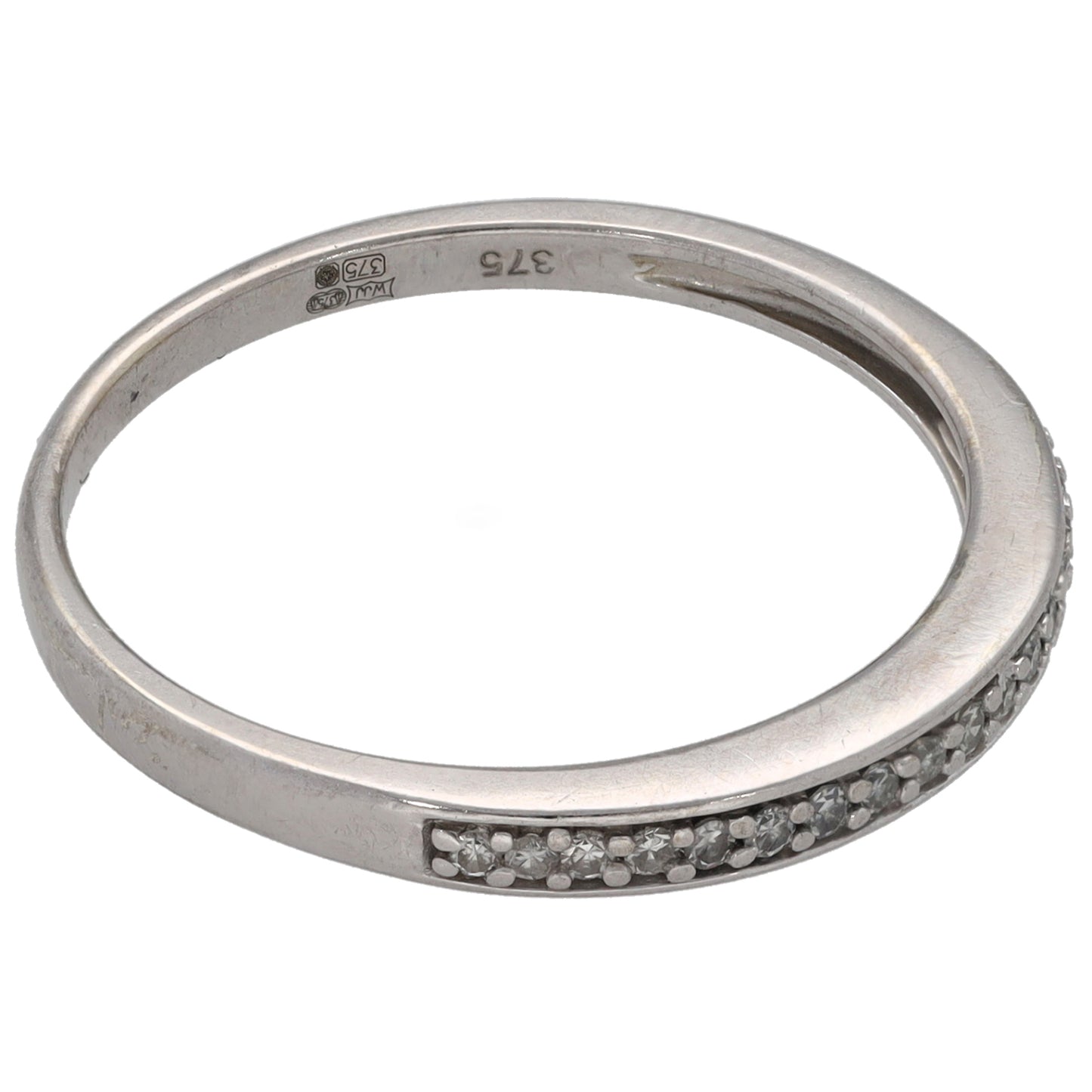 9ct White Gold 0.09ct Diamond Half Eternity Ring Size P