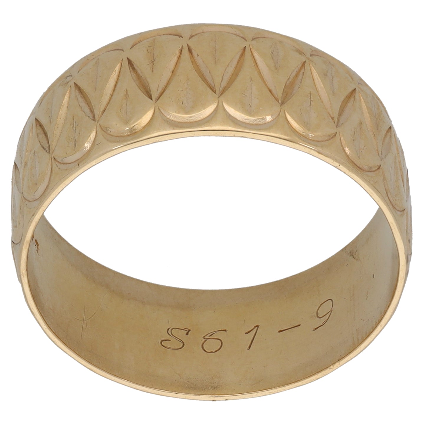9ct Gold Patterned Wedding Ring Size U