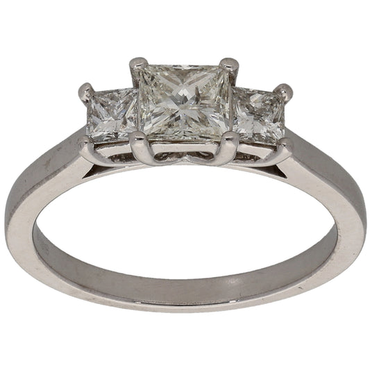 18ct White Gold 1.00ct Diamond Trilogy Ring Size M