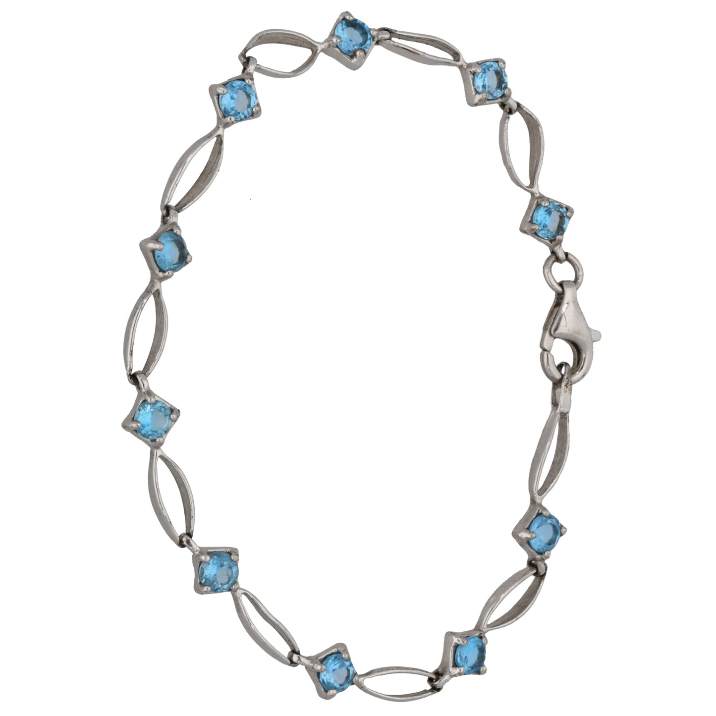 9ct White Gold Topaz Fancy Stone Set Bracelet