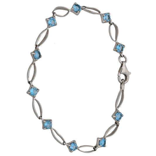 9ct White Gold Topaz Fancy Stone Set Bracelet