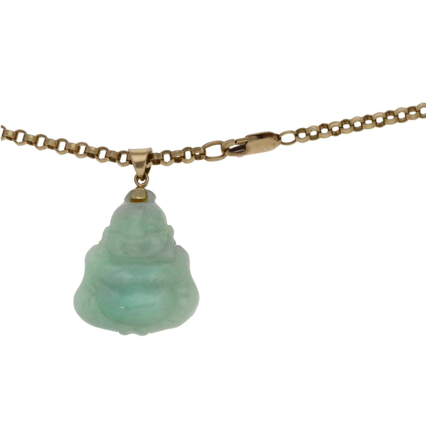 9ct Gold Jade Buddha Pendant With Chain