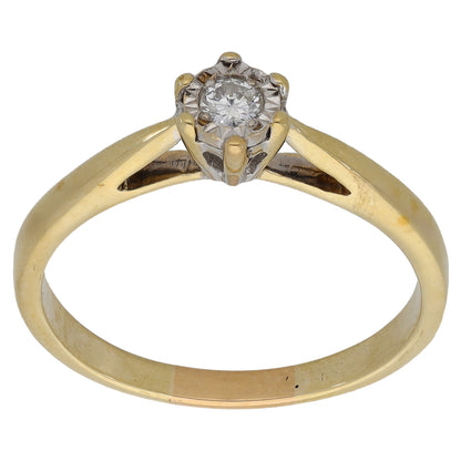 9ct Gold 0.10ct Diamond Solitaire Ring Size P