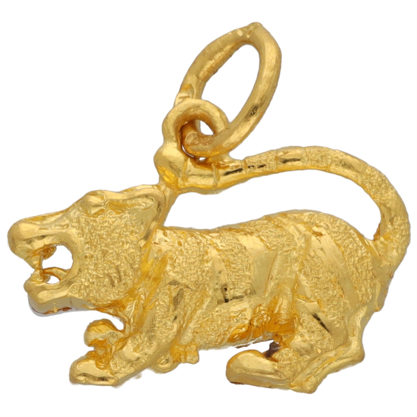 Gold animal pendant with dangling loop, textured body detail