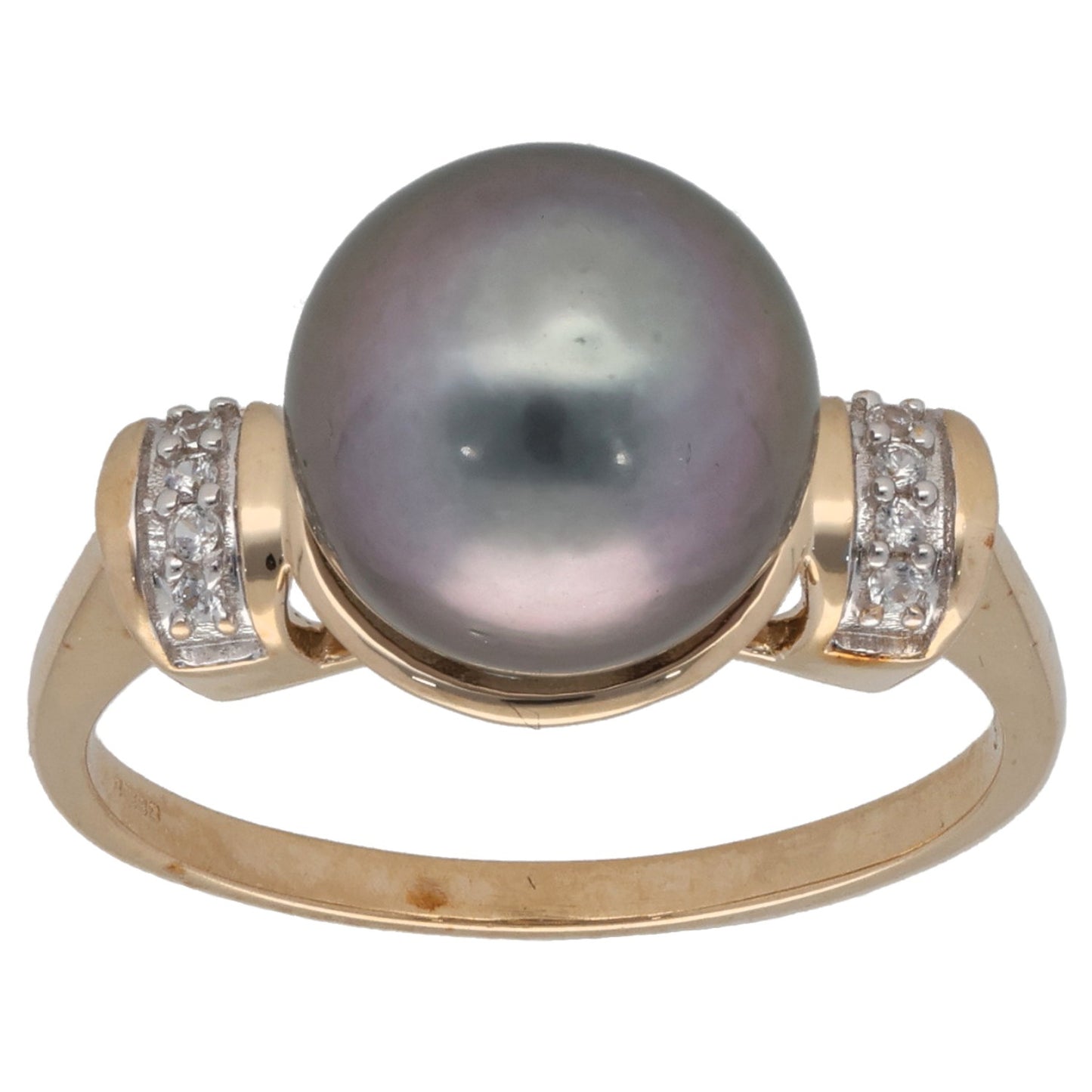 9ct Gold Cultured Pearl & Imitation Dress/Cocktail Ring Size N