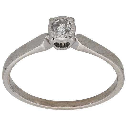 9ct White Gold 0.15ct Diamond Solitaire Ring Size Q