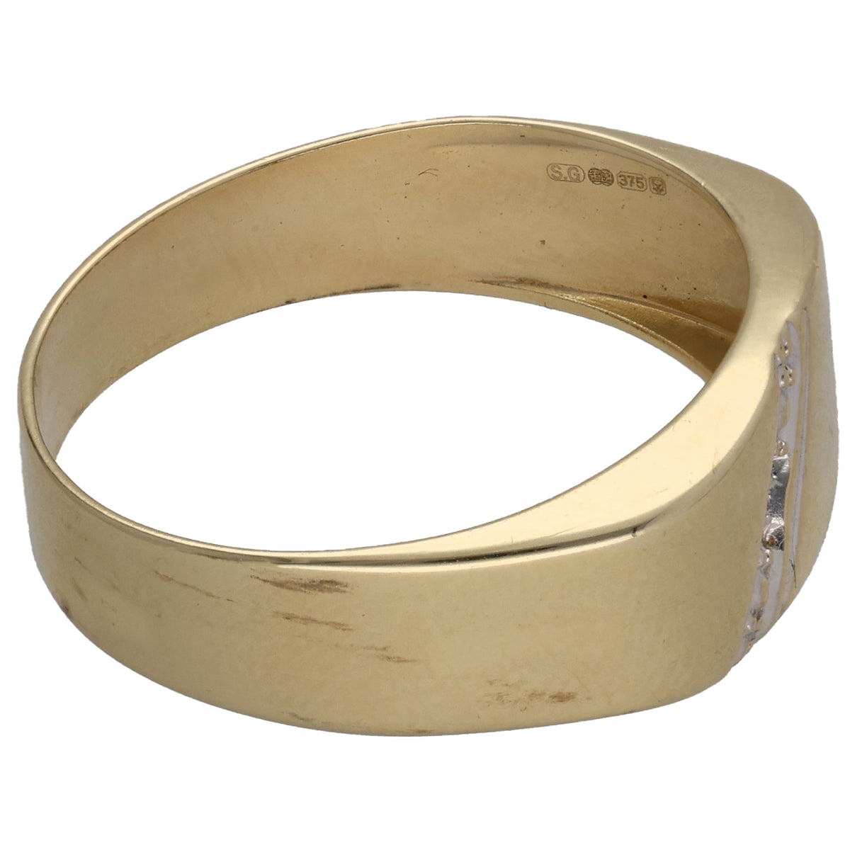 9ct Gold 0.01ct Diamond Single Stone Signet Ring Size R