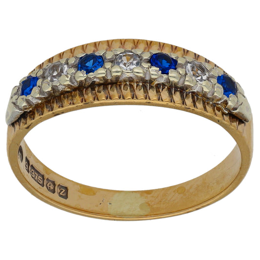 9ct Gold Imitation Gems Half Eternity Ring Size K
