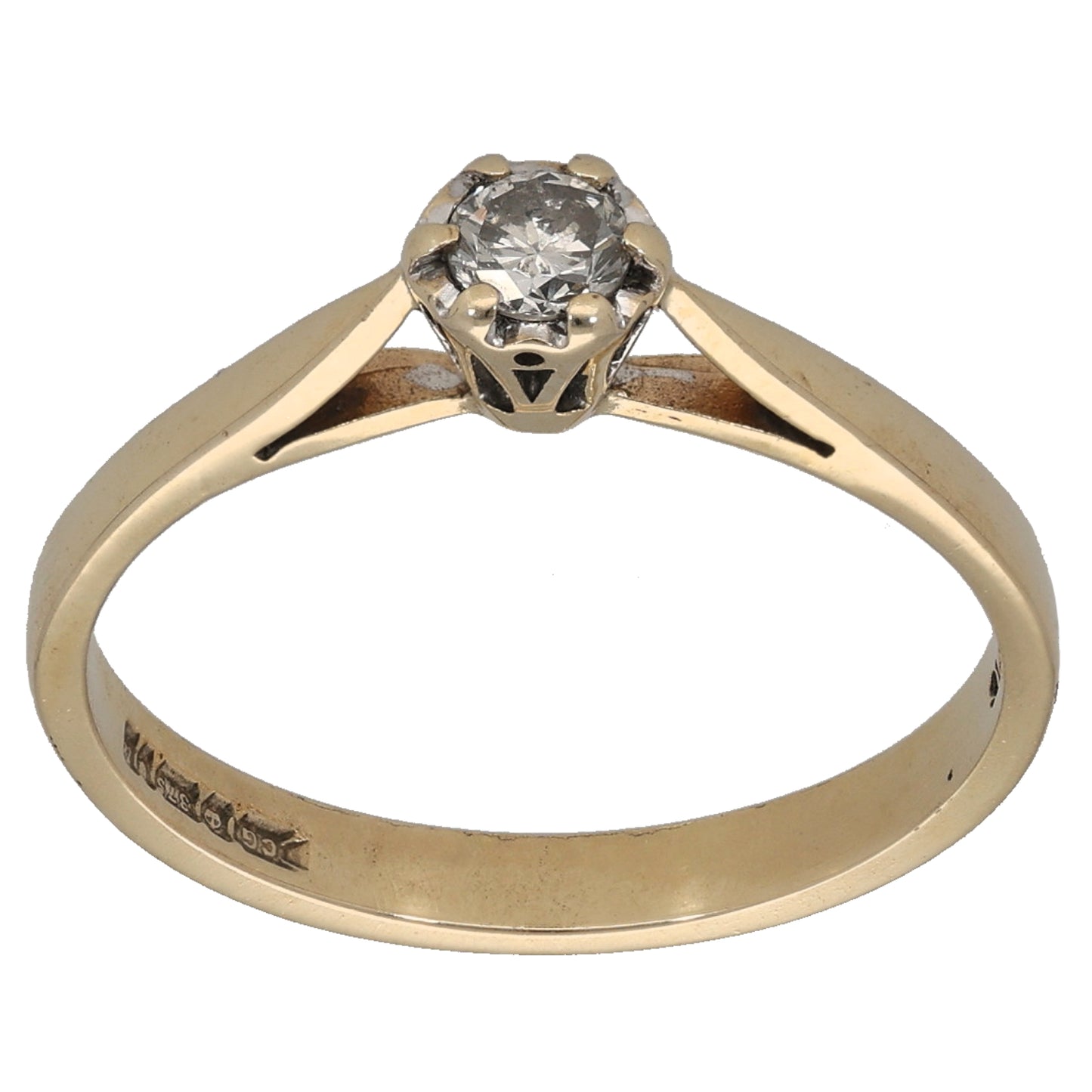 9ct Gold 0.15ct Diamond Solitaire Ring Size O