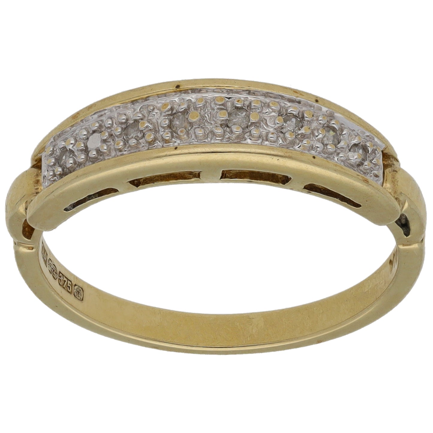 9ct Gold 0.035ct Diamond Half Eternity Ring Size N