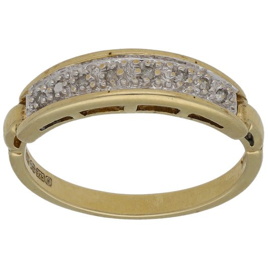 9ct Gold 0.035ct Diamond Half Eternity Ring Size N