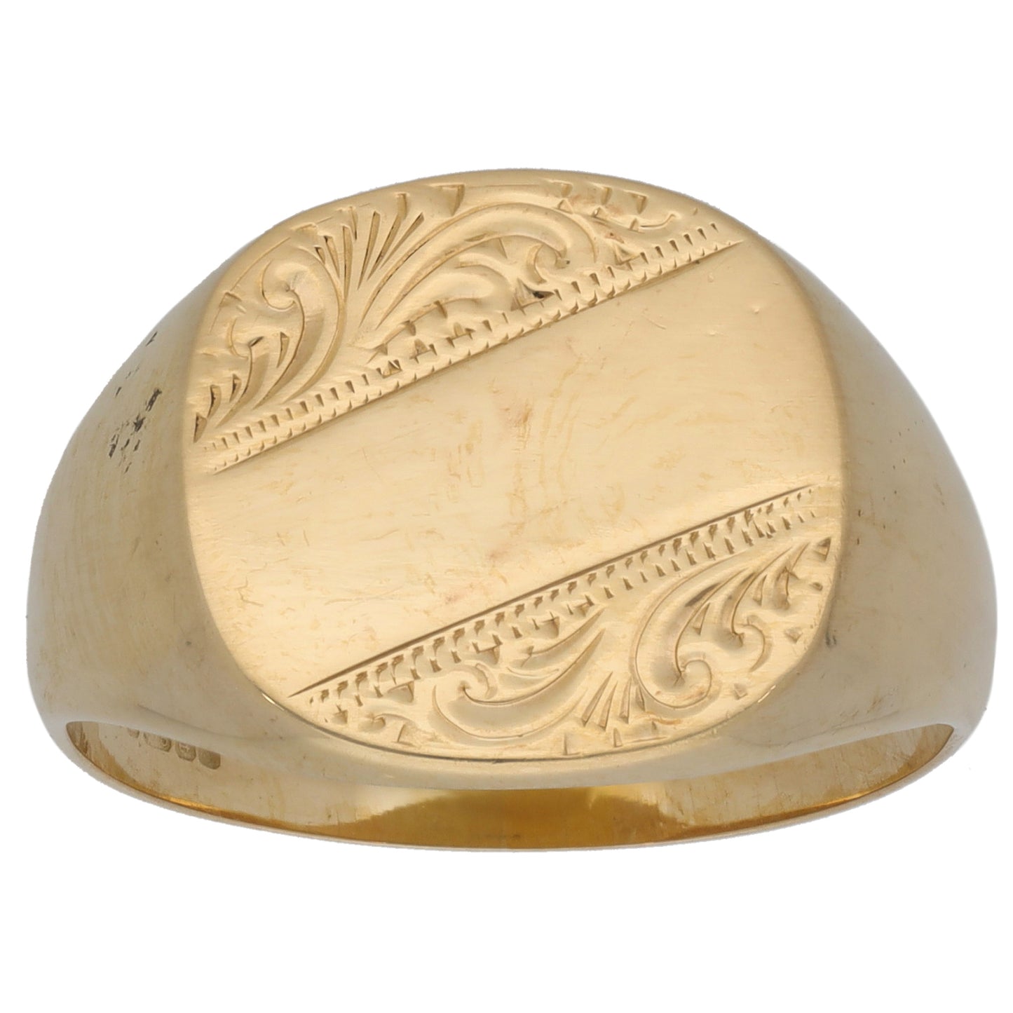9ct Gold Patterned Signet Ring Size U